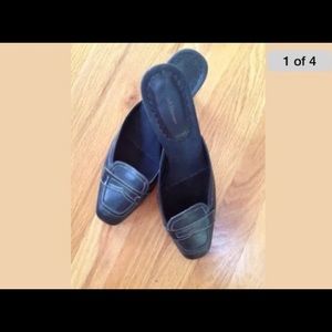 Croft & Barrow Black Leather Oxford Mules - sz 8.5